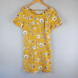 HOLLISTER Gold Floral Criss Cross Back Dress, Size M